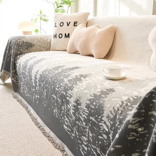 Capa de sofá Forest Horizon Chenille resistente a bolinhas com design florestal inspirado na natureza