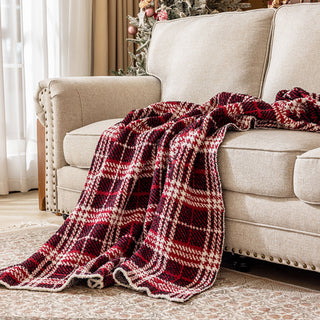 Design xadrez clássico Buffalo Plaid Sherpa Throw vermelho e branco com forro macio para conforto aconchegante