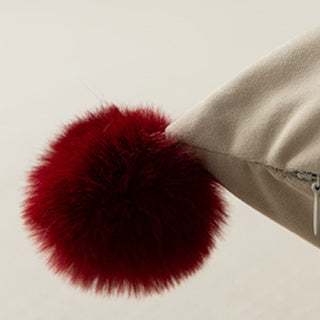 Conjunto clássico de almofadas de árvore de Natal bordado com design natalino com detalhes em pompom