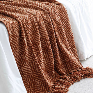 Cobertor aconchegante com textura de diamante de chenille