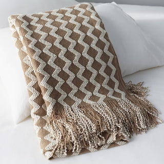 Cobertor com franjas com estampa Chevron