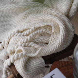 Cobertor Cozy Chunky Tricot Tassel Throw