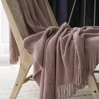 Cobertor de franjas com textura de chenille luxuoso