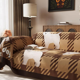 Capa de sofá xadrez Dachshund