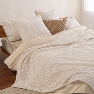 Conjunto de cobertores Warm Faux Fur Throw — listrado