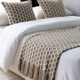 Cobertor com franjas com estampa Chevron