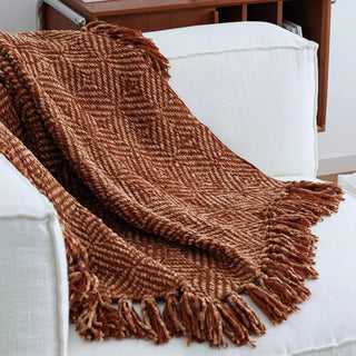 Cobertor aconchegante com textura de diamante de chenille