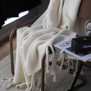 Cobertor Cozy Chunky Tricot Tassel Throw