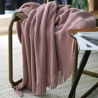Cobertor de franjas com textura de chenille luxuoso