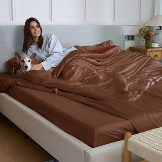 Conjunto de lençóis de bambu FURRFREE — repelente de pelos de animais de estimação para famílias de cães/gatos