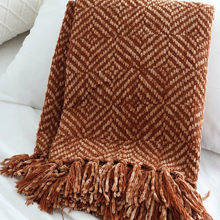 Cobertor aconchegante com textura de diamante de chenille