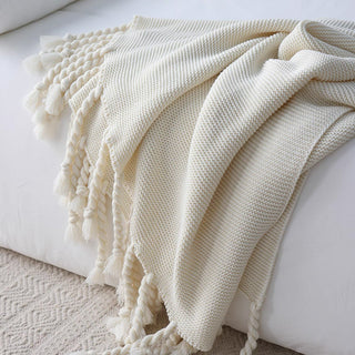 Cobertor Cozy Chunky Tricot Tassel Throw