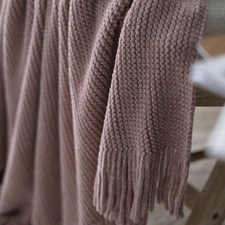 Cobertor de franjas com textura de chenille luxuoso