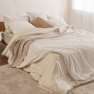 Conjunto de cobertores Warm Faux Fur Throw — listrado